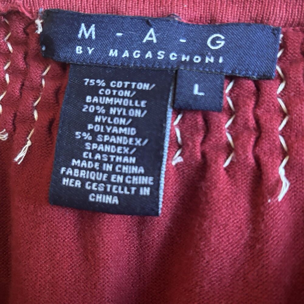 MAG Magaschoni Womens Cardigan Sweater Size Large Embroidery Red Glam Office 90s - Picture 11 of 12
